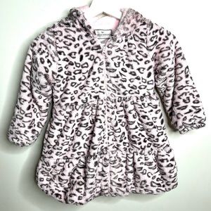 American Widgeon Pink and Gray Animal Print Faux Fur Coat size 5